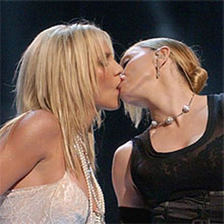 Madonna and Britner Spears French Kissing on stage.